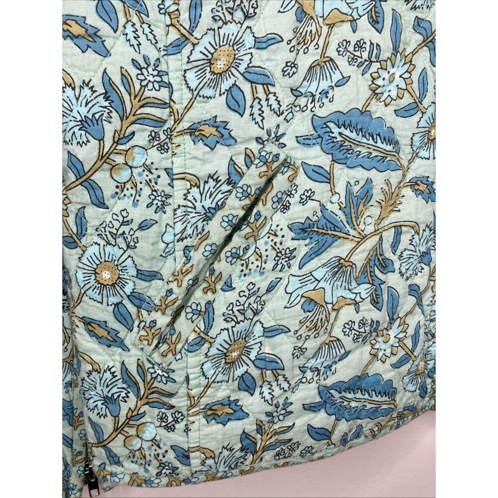 Anthropologie dRA Los Angeles Quilted Jacket Large Blue Floral Cottagecore - Picture 3 of 11